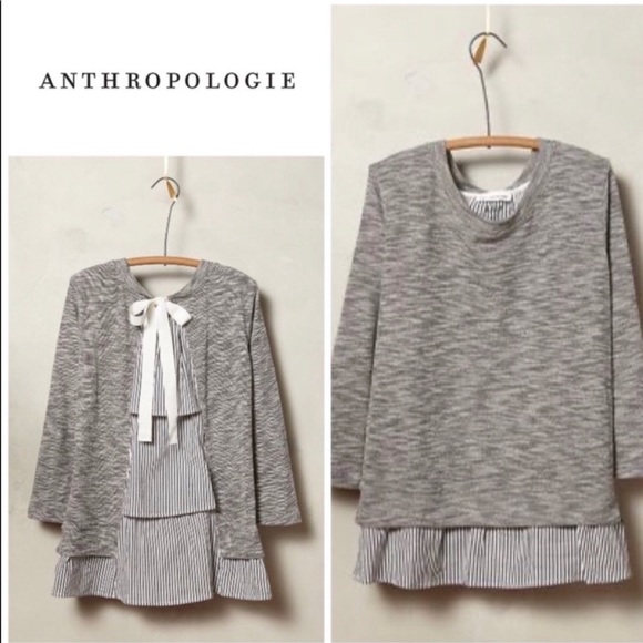 clu + willoughby Sweaters - m Anthropologie Ainsley Preppy Ruffle Back Top